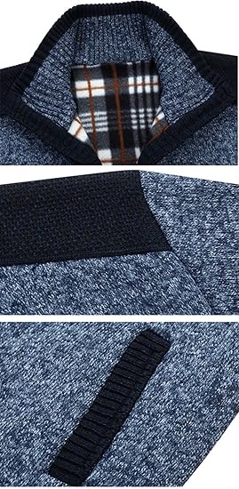 Men'S Cardigan Sweaters Full Zip up Stand Collar Slim Fit Casual Knitted Sweater with 2 Front Pockets