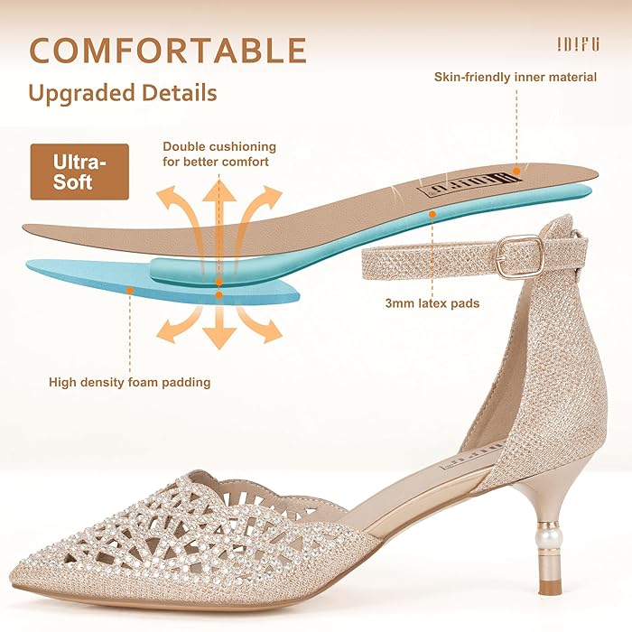Women'S IN2 Candice Wedding Rhinestones Sequins Low Kitten Heels Pumps Dress Evening Shoes for Women Bridal Bride