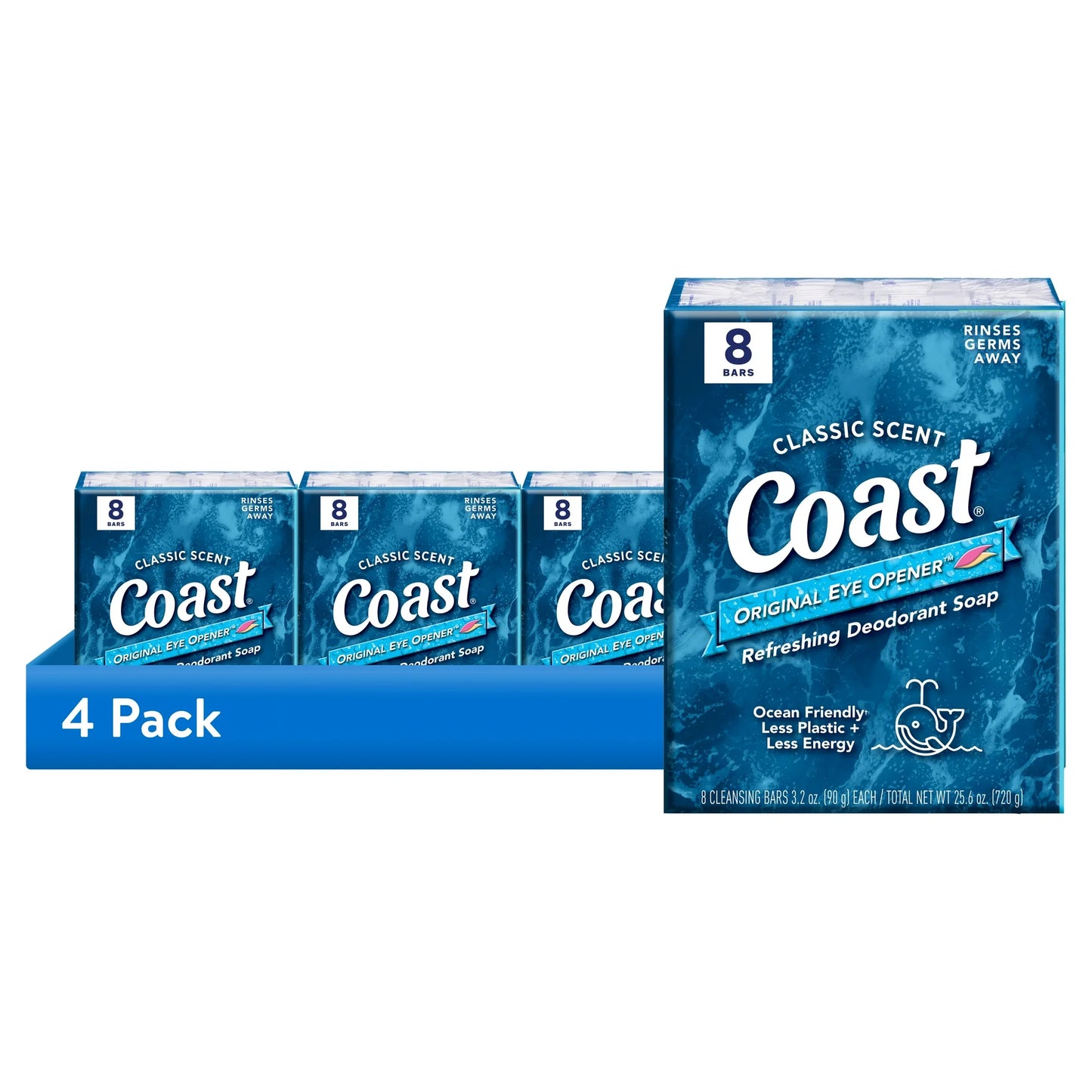(4 Pack) Refreshing Deodorant Bar Soap, for All Skin Types, Classic Scent, 3.2 Oz, 8 Bars