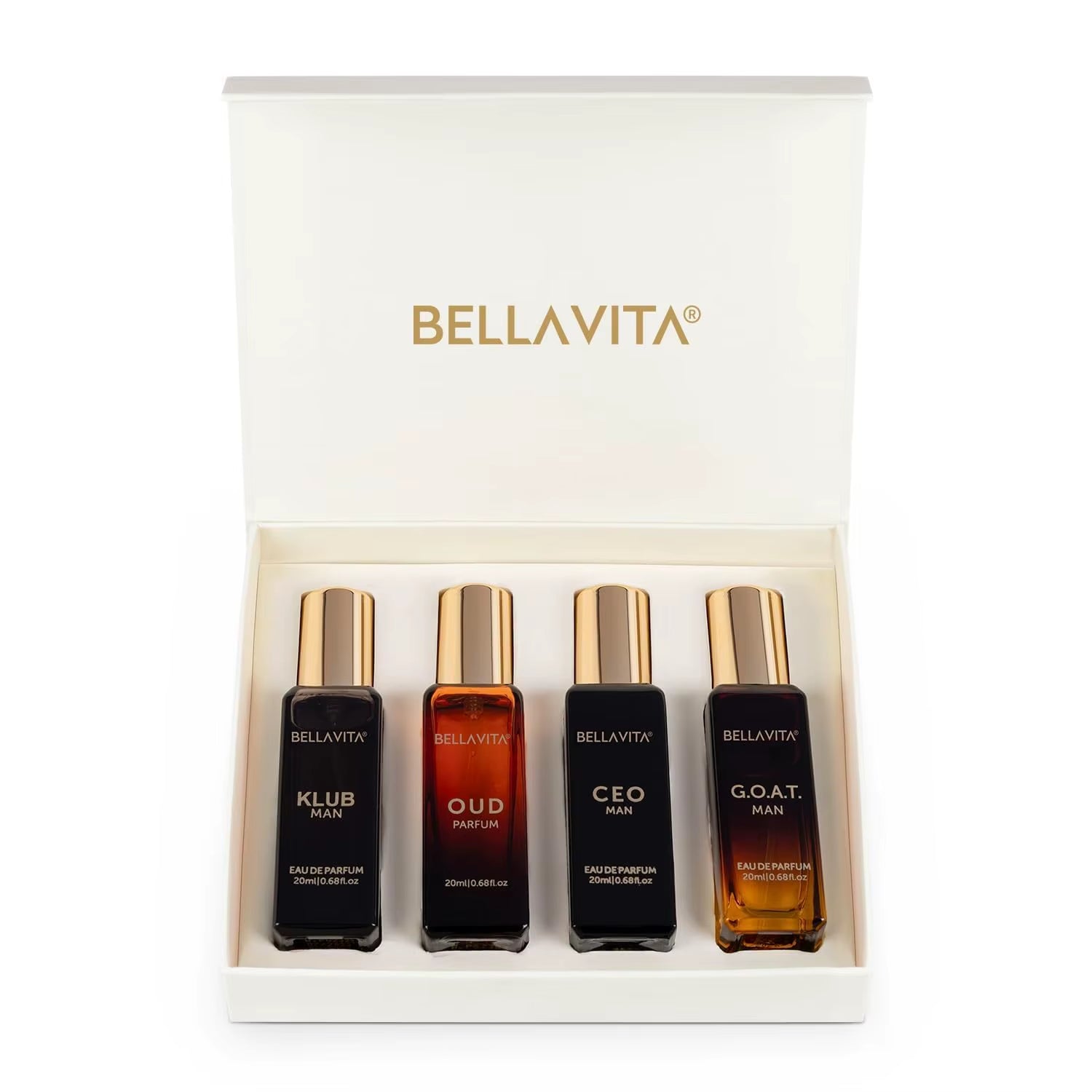 Bella Vita Luxury Man Perfume Gift Set 4 X 20 Ml for Men with KLUB, OUD, CEO, G.O.A.T Perfume | Woody, Citrusy Long Lasting EDP