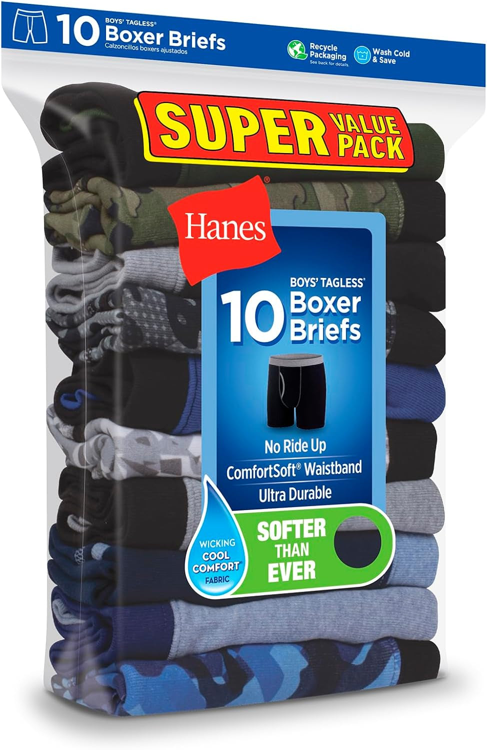 Boys' Underwear, Boxer Briefs for Boys and Toddlers, Soft Cotton, 7 and 10 Packs
