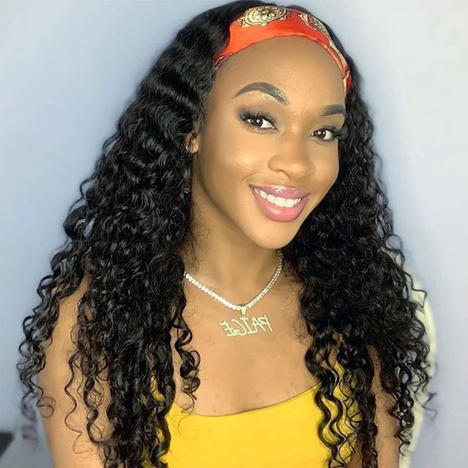 Deep Wave Headband Human Hair Wig Brazilian Wig Get Free Headband