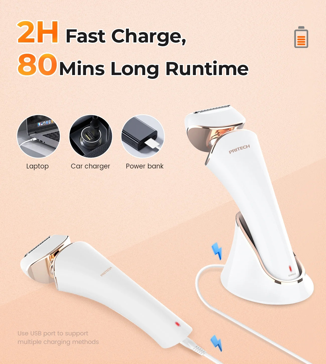 Electric Shaver for Women - Cordless Lady Razor, USB Rechargeable, Wet & Dry Waterproof Razor for Legs, Arms, Underarms, Bikini
