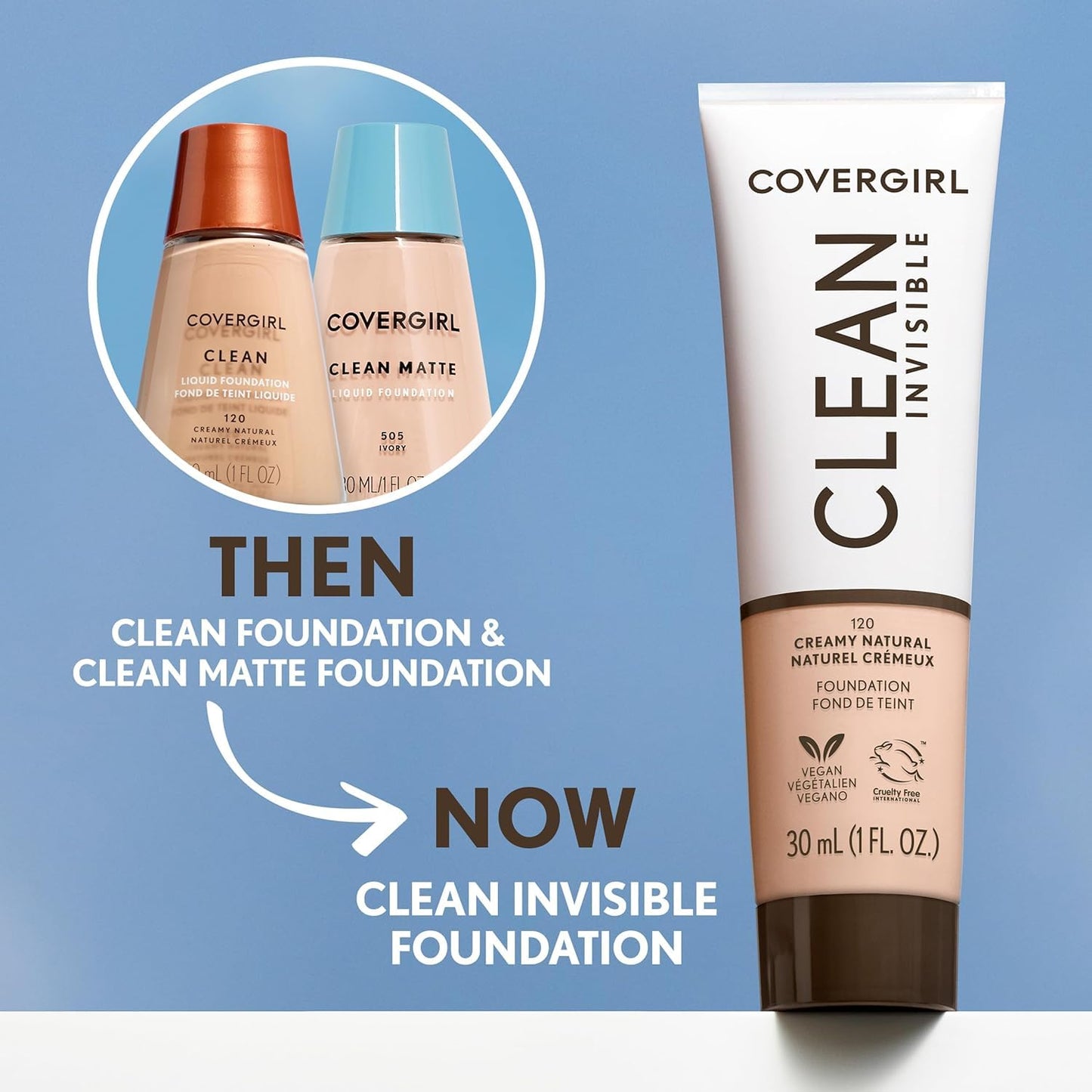 Clean Matte Liquid Foundation Classic Ivory, 1 Oz (Packaging May Vary)