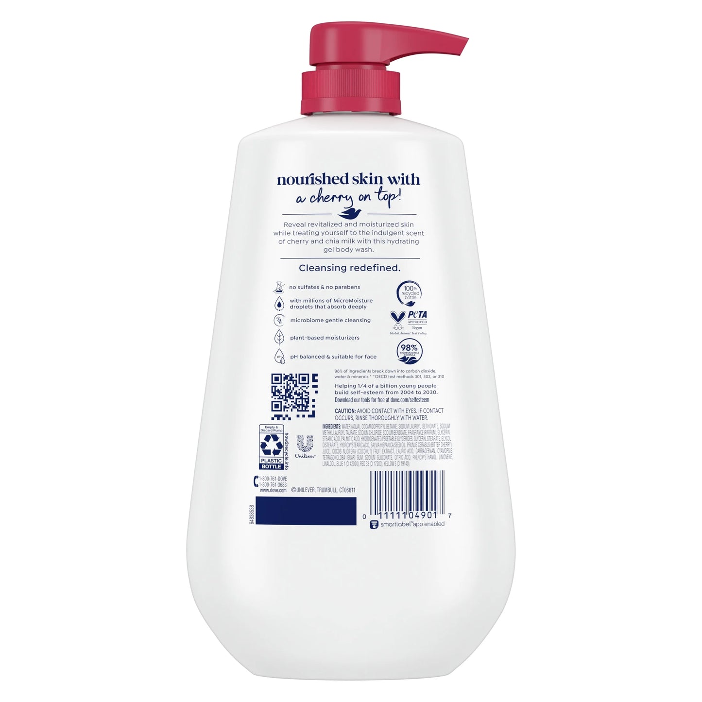 Body Wash for Women Moisturizing Revitalizante Cherry & Chia Milk Cleanser All Skin, 30.6 Oz with Pump