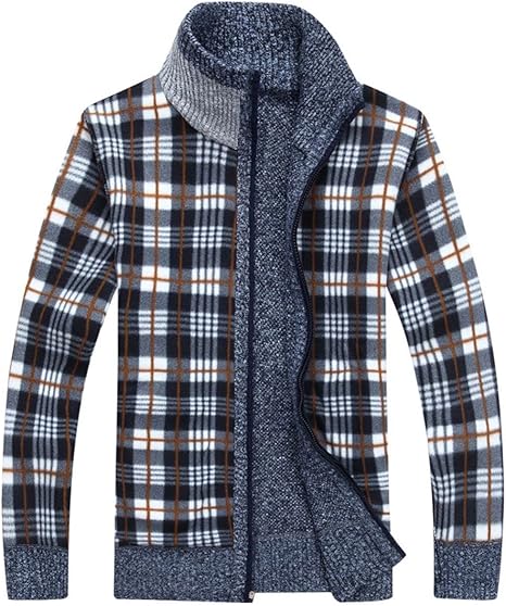 Men'S Cardigan Sweaters Full Zip up Stand Collar Slim Fit Casual Knitted Sweater with 2 Front Pockets