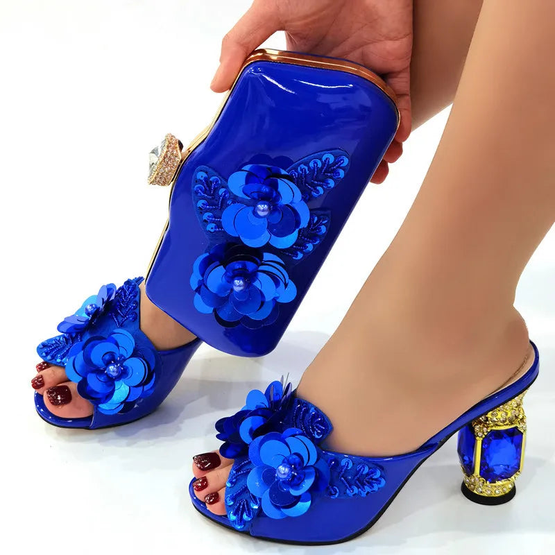 Doershow Italian Shoes and Bag Sets for Evening Party with Stones Italian Leather Handbags Match Bags!Hzx1-6