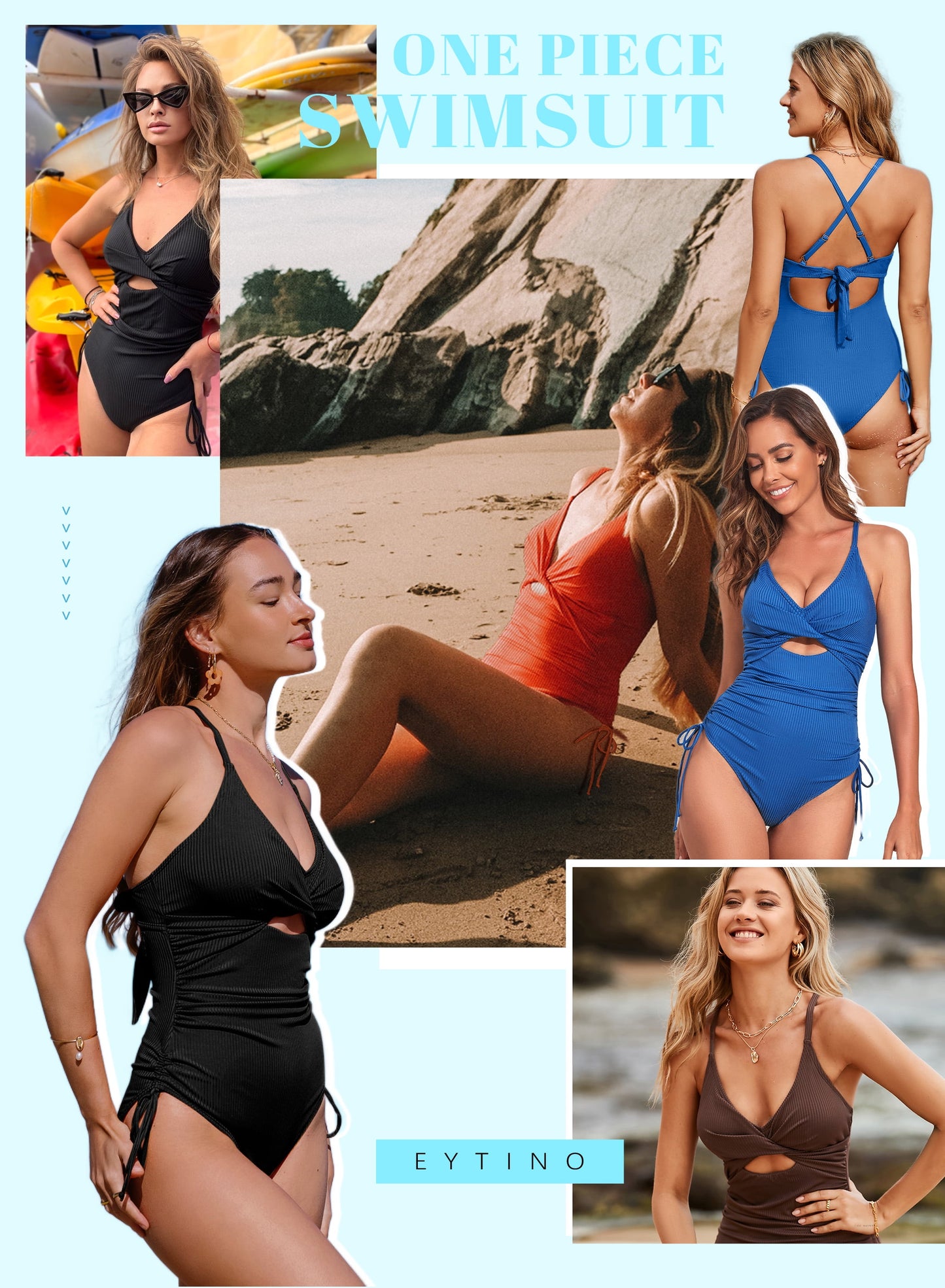 Traje De Baño De Una Pieza Para Mujer Acanalado Control De Abdomen Corte Alto Trajes De Baño De Una Pieza Sexy Escote En V Cruzado Monokini Marrón S