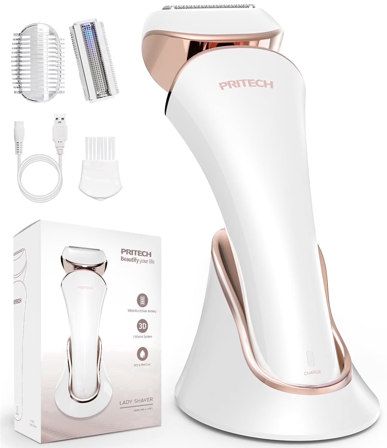 Electric Shaver for Women - Cordless Lady Razor, USB Rechargeable, Wet & Dry Waterproof Razor for Legs, Arms, Underarms, Bikini