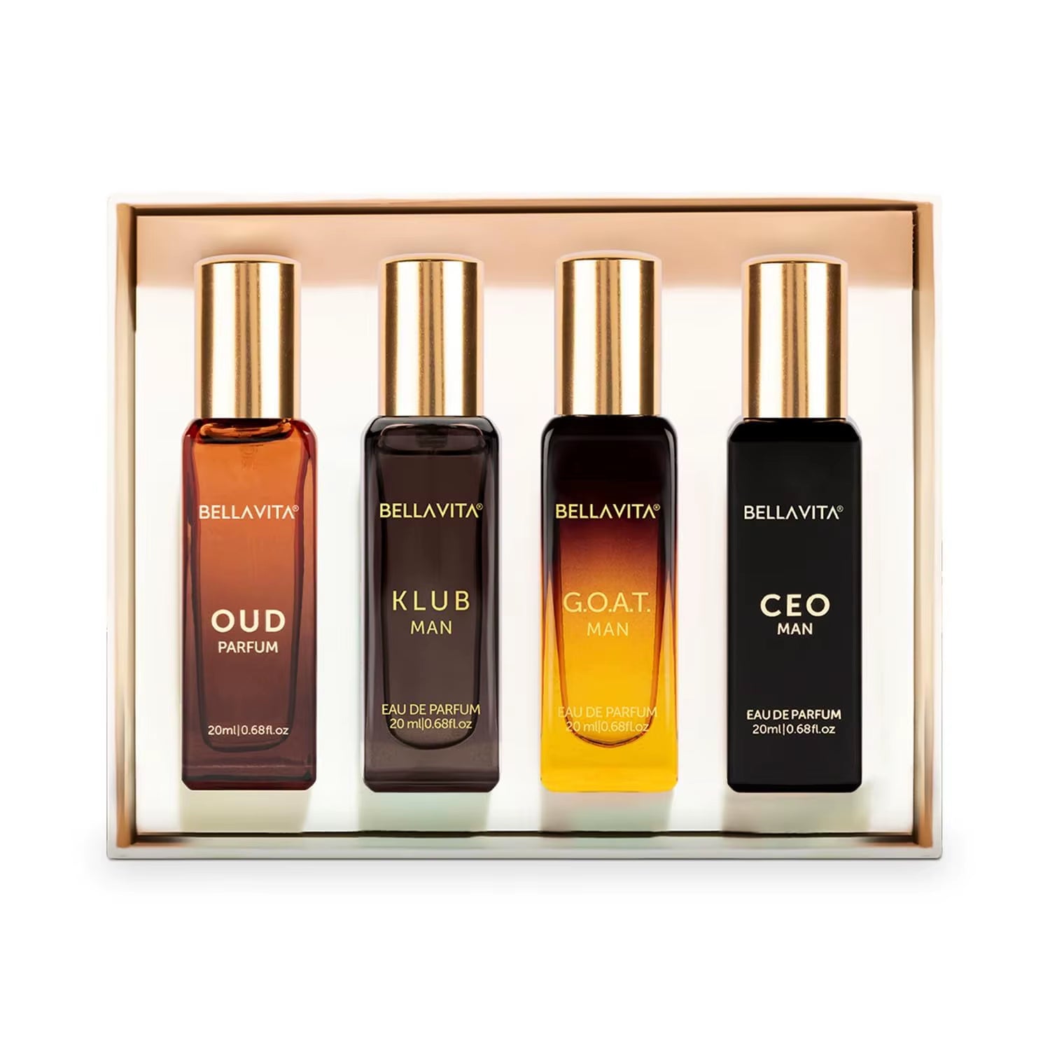 Bella Vita Luxury Man Perfume Gift Set 4 X 20 Ml for Men with KLUB, OUD, CEO, G.O.A.T Perfume | Woody, Citrusy Long Lasting EDP