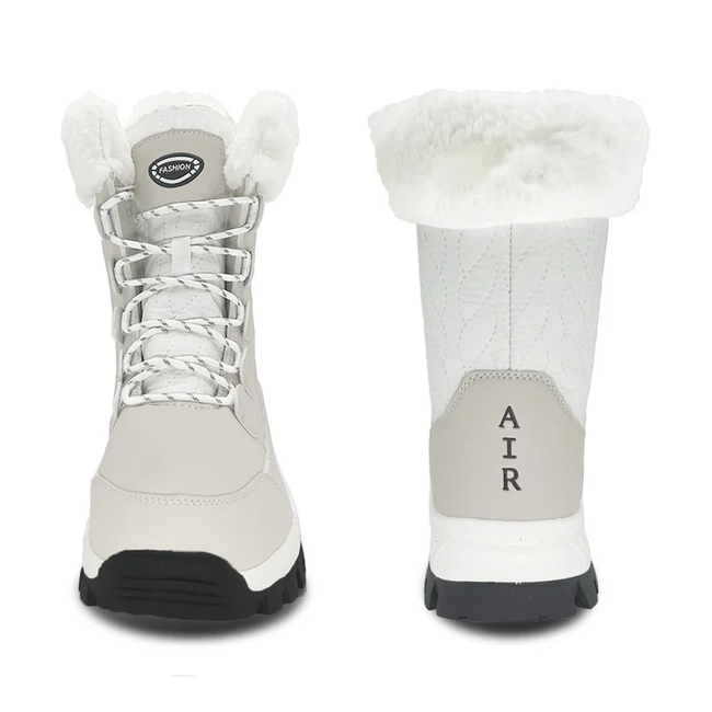 Snow Boot Quilted Short Winter Snow Warm Waterproof Boots for Women, White Size 7