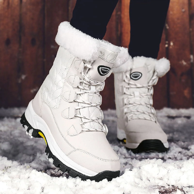 Snow Boot Quilted Short Winter Snow Warm Waterproof Boots for Women, White Size 7